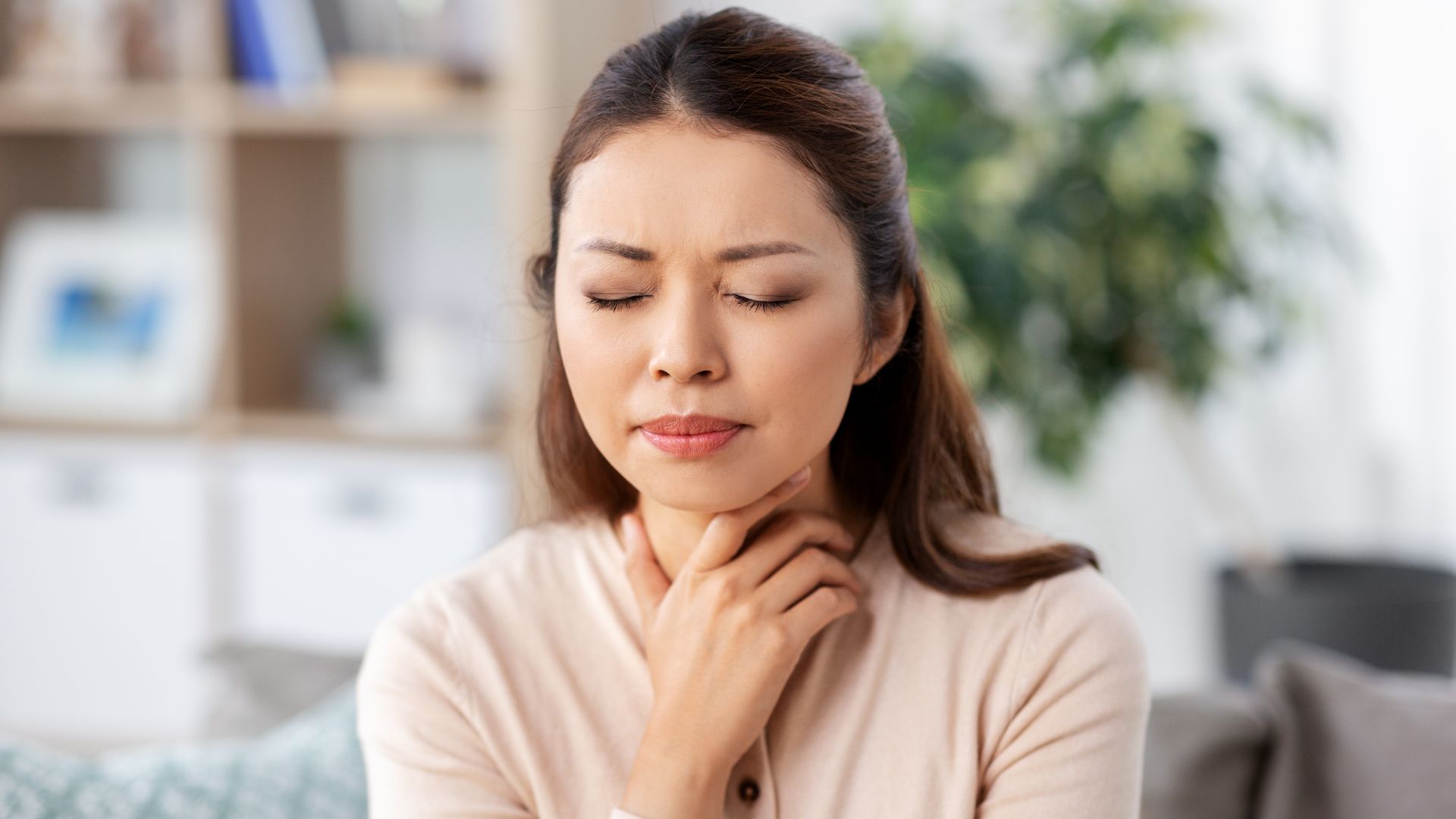 Too dry. Cold people. Sick Asians. A student with a sore throat in Doctor's Room at School.